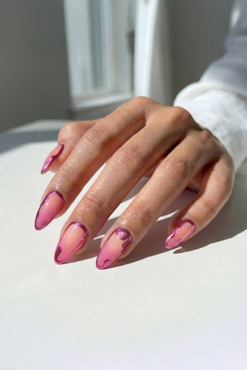 Sunset Chrome Press-On Nails | Reusable Chrome Set – NEVER HAVE I EVER