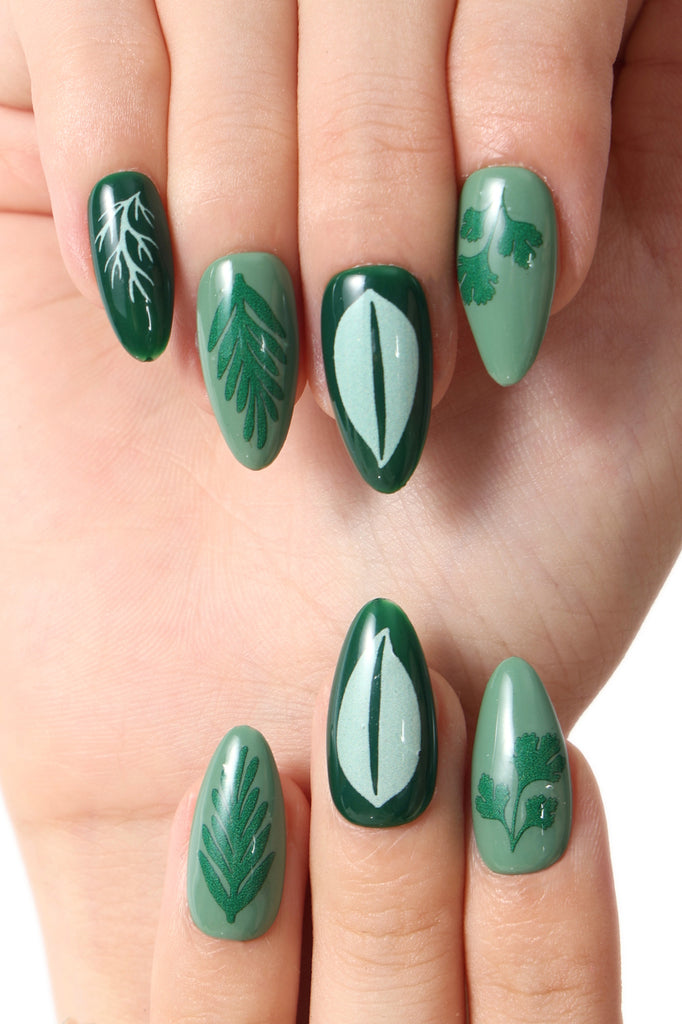 Happy Herbs by Lauren Hom - Green Press On Nails 