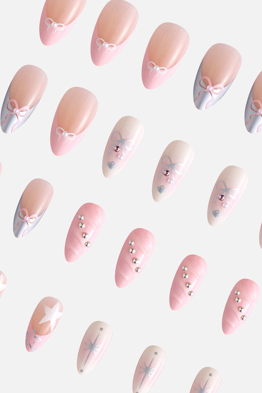 BABY PINK BOWS - PRESS-ON NAILS - NEVER HAVE I EVER