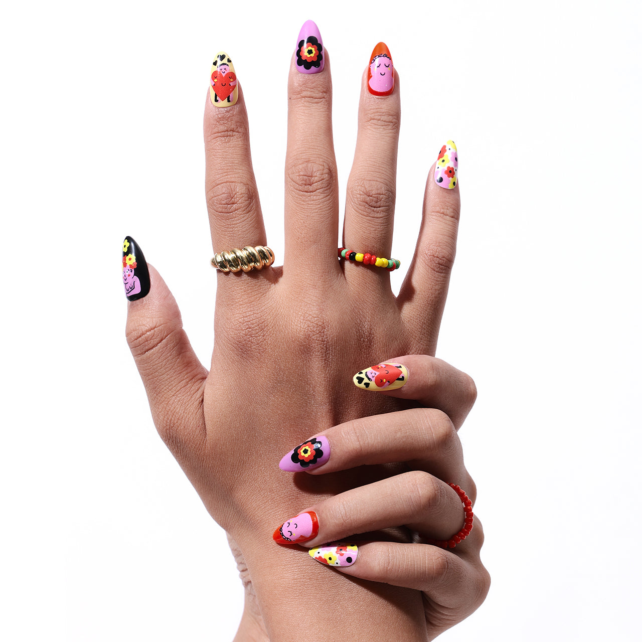 Valentine Press-On Nails | Red & Pink Nail Art – NEVER HAVE I EVER