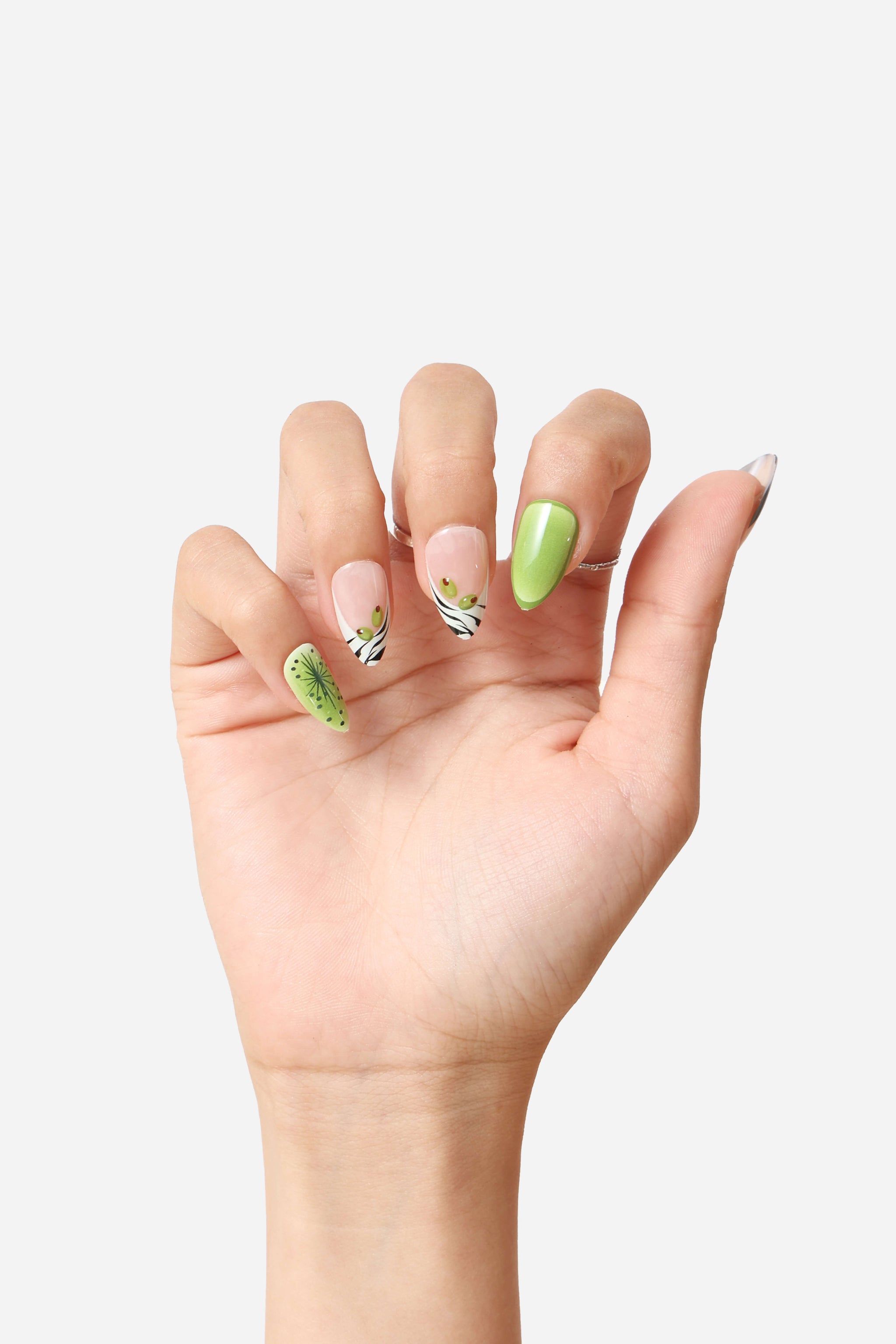 Short Almond Press-On Nails | Reusable Zebra Accents – NEVER HAVE
