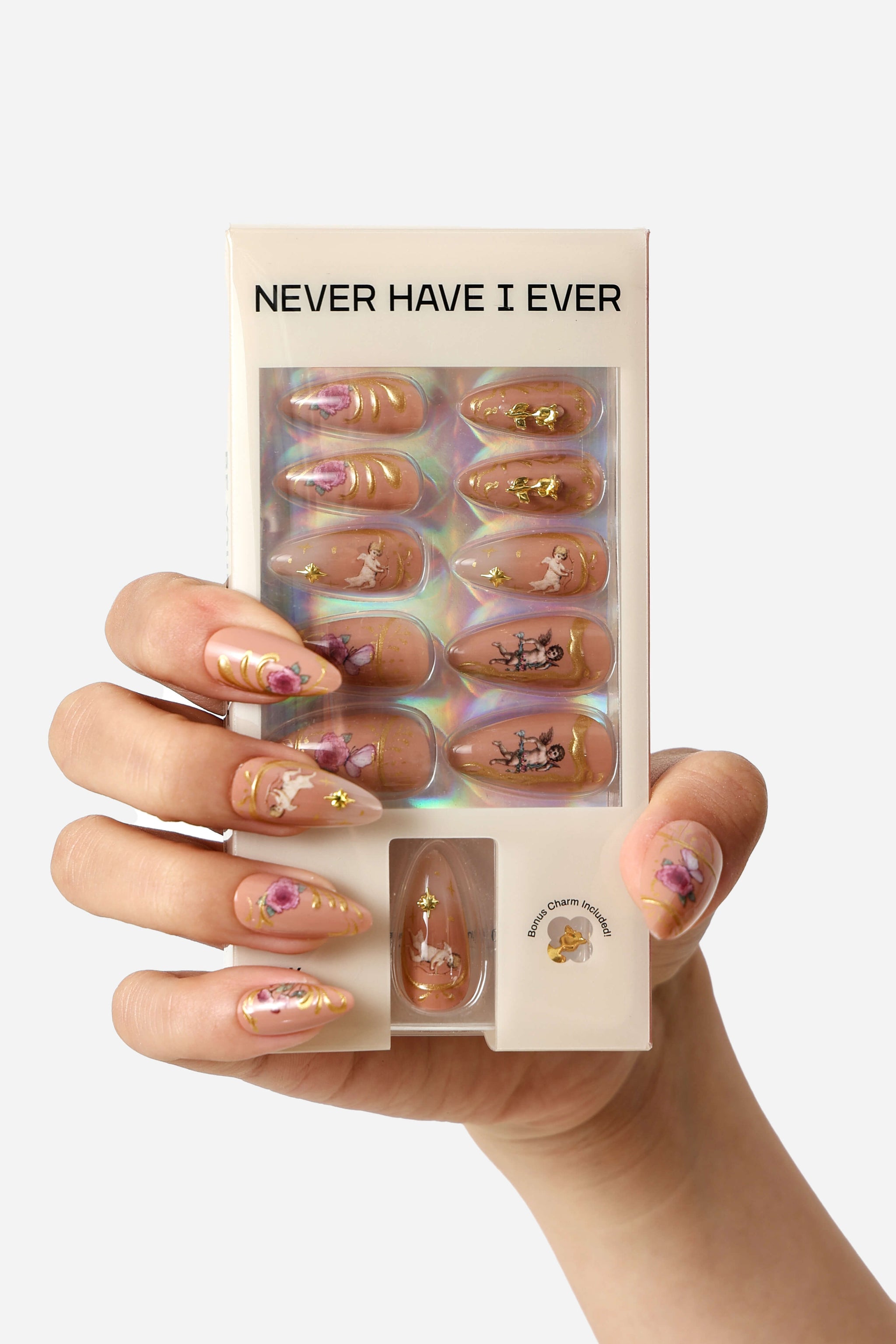 Rose Gold Rococo Almond Press-On Nails | Reusable Set – NEVER HAVE