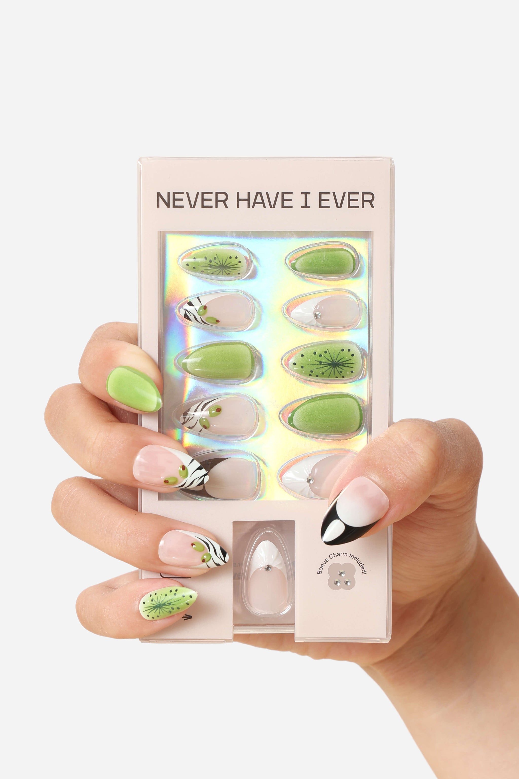 Short Almond Press-On Nails | Reusable Zebra Accents – NEVER HAVE