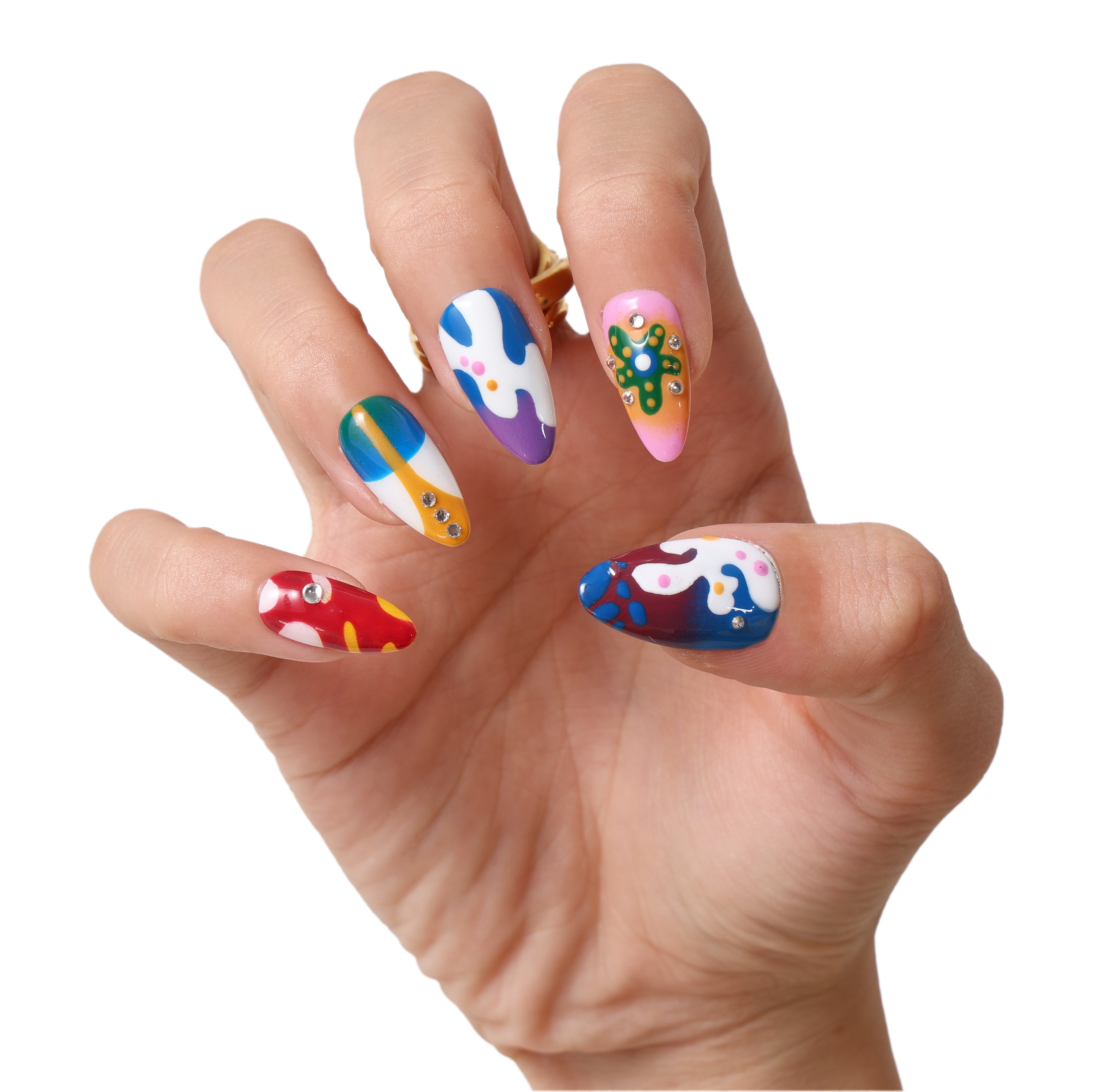 Psychedelic Corals Press-On Nails | Reusable Art Set – NEVER HAVE