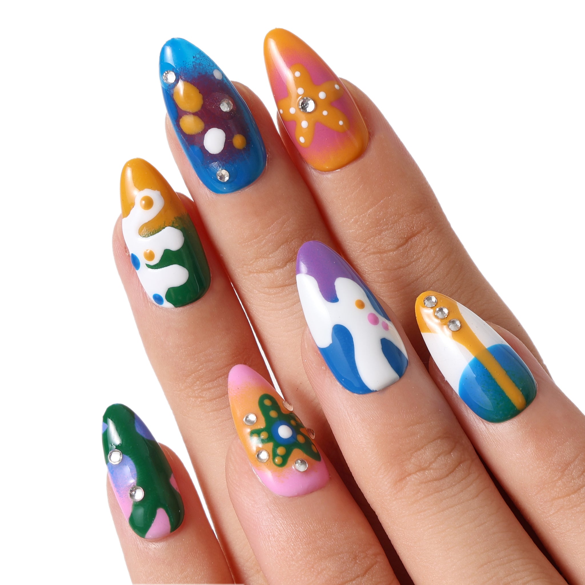 Psychedelic Corals Press-On Nails | Reusable Art Set – NEVER HAVE