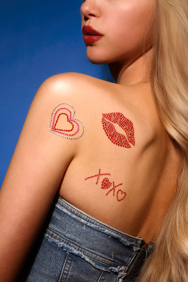XOXO Kisses - Rhinestone Tattoo Set